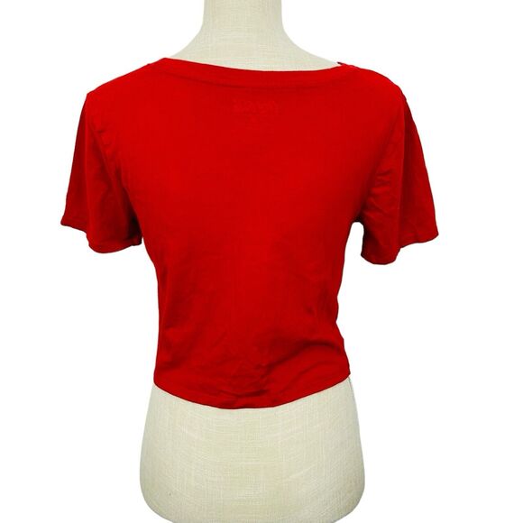 Coca-Cola Crop Top Cropped T-Shirt Knot Tie Crew Neck Colorful Womens Size M Red - Picture 6 of 8